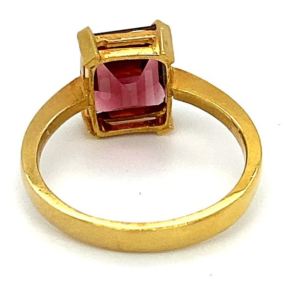 Rubellite 3.52ct Solid 22K Yellow Gold Ring - Picture 4 of 6
